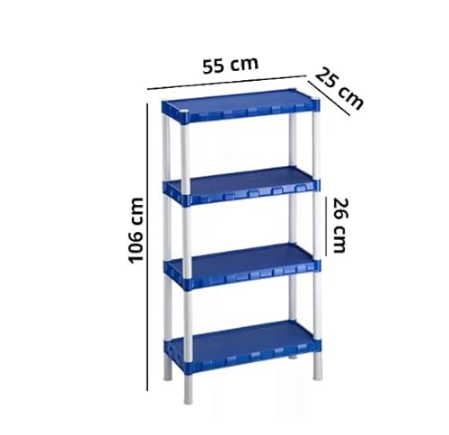 ESTANTE PLÁSTICA AZUL COM 4 PRATELEIRAS