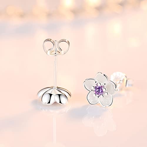 Pendientes de flor en plata con baño de oro blanco y circonitas de alta joyería CERSLIMO 4