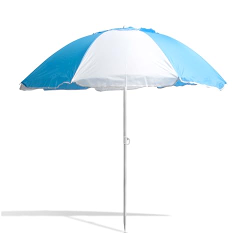 THE SECRET HOME - Sombrilla de Playa con Protección UV 50+ - Ø240 cm - Diseño Líneas Verticales - Parasol Inclinable de Tela Oxford y Metal - Incluye Bolsa de Transporte – Ideal para Viajes y Camping