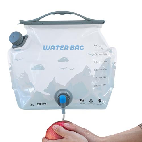 Sionhiuo de agua para camping, de almacenamiento de agua, de almacenamiento de agua plegable de 8 l, recipiente hermético para casa, jardín, vehículo, senderismo, coches al aire