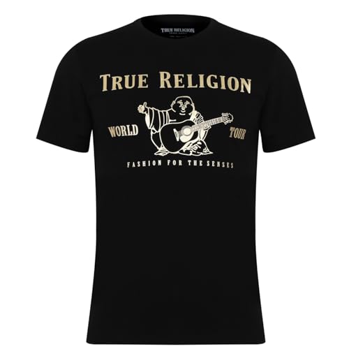 True Religion mens Short Sleeve Metallic Buddha Tee
