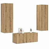 Owoxanthellate 3er Set TV Wandschrank Lowboard Artisan Eiche Holzwerkstoff 80x30x30 cm Modernes Design Robust & Langlebig Fernsehschrank für Wohnzimmer Schlafzimmer Flur