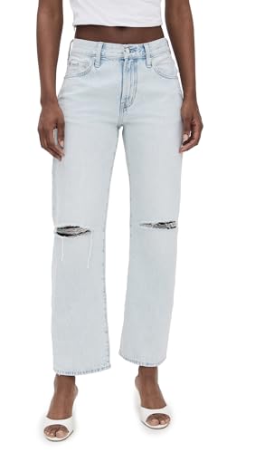 Image of PISTOLA - Lexi Mid Rise, Signature Bowed Straight Jeans - Light Denim Jeans