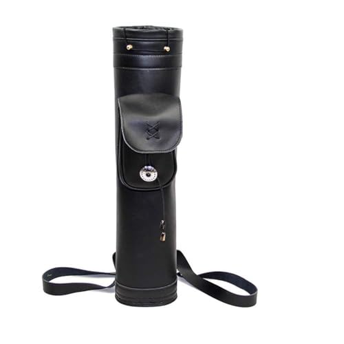 Traditional Shoulder Back Quiver Bow Cow Leather Archery Back Arrow Quiver Handmade Holder Bag Adjustable Straps Archery Product for Hunting (Black)