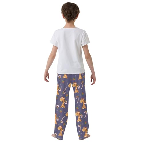 ZZXXB Christmas Giraffe Berry Boys Long Pants Soft Trousers Elastic Waist Kids Lounge Bottoms with Pockets S-XL3