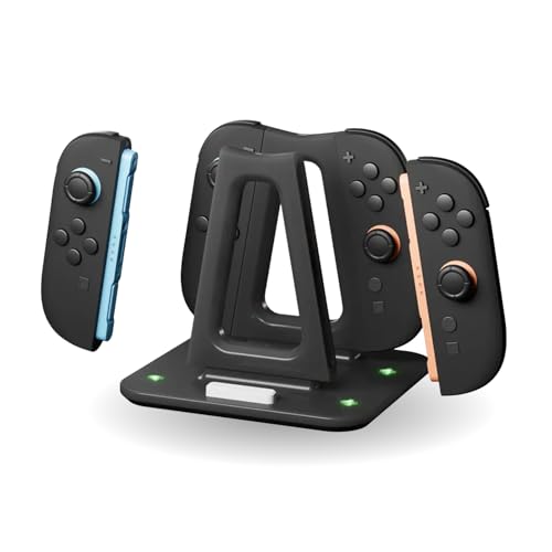 GENKI Dual Wield �[�d�X�e�[�V���� Switch 2 Joy-Con�p�[�d�X�^���h �O�p�O���b�v�ɕϐg ��̌^�f�U�C�� �}�O�l�b�g���b�N�Ή� 4�䓯���[�d�Ή� �W���C�R��2�p ���Ӌ@�� LED�[�d�C���W�P�[�^�[ �R���p�N�g