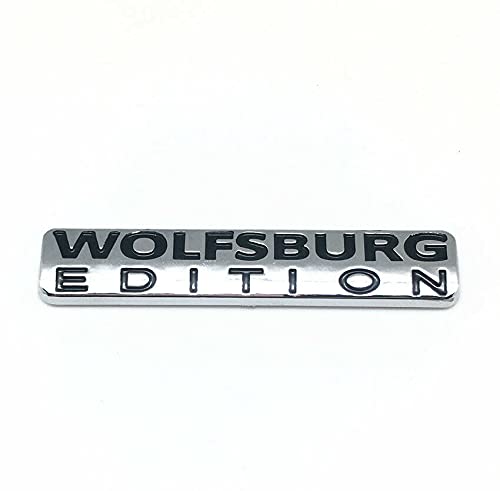 Image of 2Pc Wolfsburg Edition Emblem Car Trunk Rear Badge Fender Decal Sticker Fit for Universal Cars (Black Chrome)