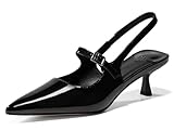 Coutgo Slingback Kitten Heels for Womens 2024 Pumps Party Dress Shoes Black