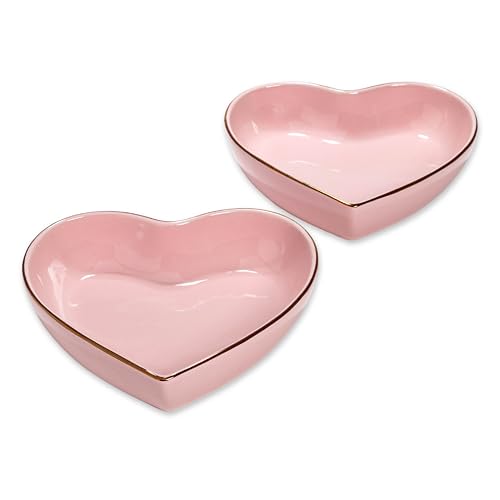 Paris Hilton 2-Piece Heart Dish Set Ceramic Stoneware Serving Bowls for Entertaining Snacks Desserts & Dcor 8-Inch Pink