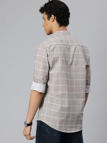 Image of Majestic Man Men's Pure Cotton Mandarin Collar Slim Fit Casual Shirt