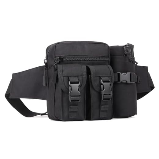 Huntvp Sac Banane Homme Femme Sac de Ceinture Imperméable Molle avec Poche de Bouteille d'eau pour Tactique Sacoche Banane Militaire Travail Randonnée Camping Voyage Cyclisme Escalade Trekking(Noir)