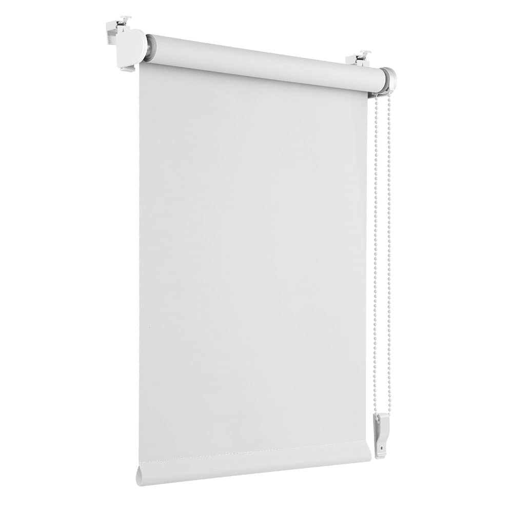 Tenda avvolgibile oscurante termica 50 x 130 cm (larghezza tessuto 46 cm) bianca senza fori con rivestimento dello stesso colore Oeko-TEX Standard 100 protezione della privacy protezione solare