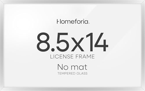 Image of Homeforia 8.5 x 14 Marriage License Silver Frame, High End Metal 8.5x14 Marriage Certificate Frames, 14x8.5 Picture Frame for Wall & Tabletop, 8.5 by 14 Photo Frame, Tempered Glass, Wall Kit, Set of 2