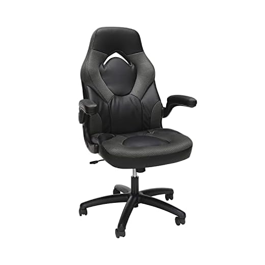 OFM Essentials Collection Racing Style Bonded Leather Gaming Chair, in Gray