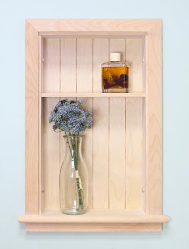 Image of 14x24 Recessed Aiden Wall Niche - Wall Shelf for Storage and Home Decor, 1 Shelf (Unfinished W /Beadboard Back)
