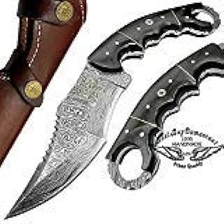 Buffalo Horn 9.5'' Fixed Blade Custom Handmade Knife Damascus Steel Hunting Knife karambit Hunting Damascus Steel Knives Prime Quality Fixed Blade Hunting Knife - Best.Buy.Damascus1