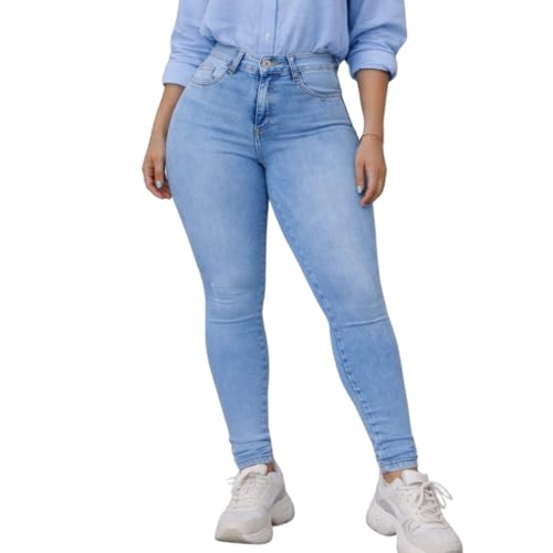 Vertere Jeans Calça Jeans Feminina Skinny com Lycra, Cintura Alta, Elastano, Bolsos Frontais e Traseiros, Casual (BR, Numérico, 40, Regular, Alto)