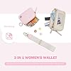 POIUGOYA Nylon-Geldbörse, Doppeltasche, Schlüsselanhänger, RFID-Geldbörse, kleine Geldbörse mit Münzfach, Ausweisfenster für Reisen, Rosa/Weiß, Casual #5