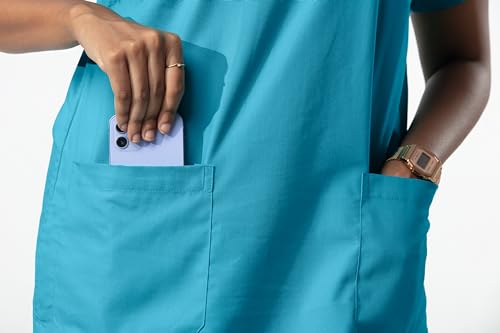 Image of Uniform Craft Women's 4 Pocket Scrub Suit Set | Medical Uniform | Cross V-Neck Poly Cotton | Short Sleeve Hospital Wear | Ideal for Doctors & Nurses (Light Teal, XL)