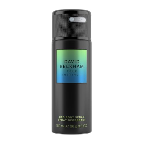David Beckham True Instinct Deodorant Body Spray for Men Woody Ambery David Beckham Deodorant Seductive Scent Sleek Black Can 150ml (3.3oz)