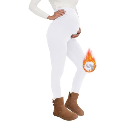 QGGQDD Thermo Umstandsleggings Damen High Waist Schwangerschaftsleggings Warme Leggings Schwangerschaft Winter für Zuhause Sport