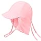 Xnova Baby Sonnenhut mit Nackenklappe und Bindebändern UPF 50+ Kinder, Sommer Mütze Einstellbare UV-Schutz Strand Schwimmen Hut Jungen Mädchen Visier Cap (Rosa, S)