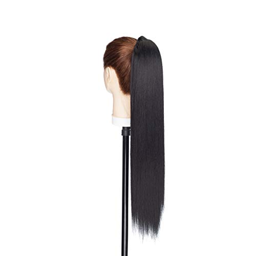 Yaki Straight Drawstring Pony Tail Hair Extensions #1B