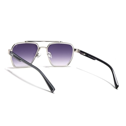 Image of Voyage Square UV Protected Sunglasses for Men & Women (Grey & Clear Lens | Grey & Black Frame - MG7581)