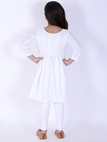Image of VASTRAMAY Girls Cotton Kurta Set - Chikankari Embroidery EID Festival
