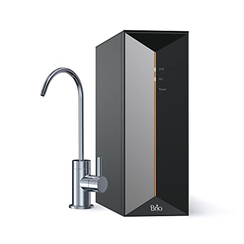 tankless water filtration - Brio TROE600PRISM Reverse Osmosis Tankless Water Filtration System, 600GPD, 1.5:1 Pure to Waste, Stainless Steel Faucet, Composite and RO Filters, Black