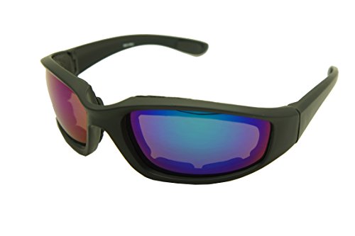 ColorViper Premium Heavy Gauge Goggles Sunglasses (matte black / green blue mirror lens, one size)