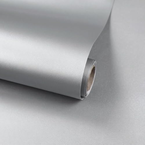 Image of WISDOM Silver Matte Metallic Self Adhesive Wallpaper Premium Peel & Stick Decorative Vinyl Film for Kitchen Cabinets, Wardrobe, Furniture, Table & Home Decor (20x200 in)