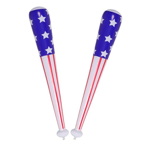 Toddmomy 2個 インフレータブル野球バット 製耐久性 夏のプールパーティー用 旗デザイン 多用途おもちゃ 室内外スポーツ イベント対応