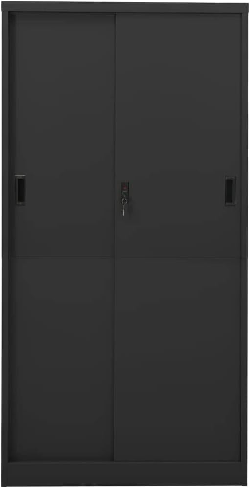 Office Cabinet with Sliding Door Anthracite,Decorative Furniture,File Cabinet,Portable Wardrobe,Indoor Storage Unit,Multi-Function Cabinet,for Living Rooms,Entrances,Office,35.4"x15.7"x70.9" Steel