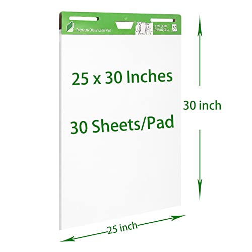 6 Pack Sticky Easel Pads Large Flip Chart Easel Pad 25 X 30 Inches, 30 Sheets/Pad Large Sticky Pads For Wall White Self Stick Flip Chart Paper For Teachers And Students Meeting School Classroom #TOP2