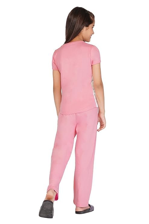 TotzTouch Baby Girl's Cotton Printed Pyjama Set (US, Age, 15 Years, 16 Years, Baby Pink)