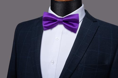 Image of YourTies Bow Ties for Men Pretied Bowties Solid Color Satin Bow Tie Formal Business Tuxedo Wedding Party Prom
