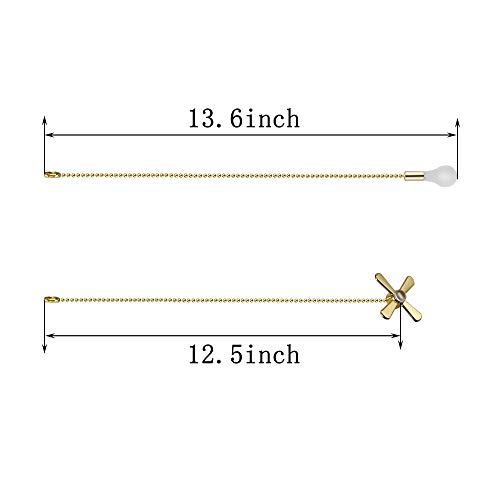 Image of Ceiling Fan Pull Chain Extender, Beaded Ball Extension Fan Pull Chain with Light Bulb and Fan Cord for Ceiling Light Lamp Fan Chain (Gold)