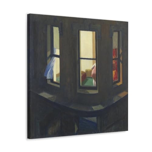 Impression sur toile Edward Hopper fenêtre nocturne | Tableau déco moderne carré 30x30cm