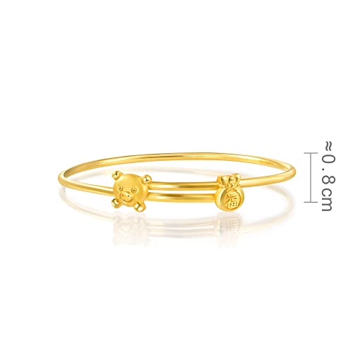 CHOW SANG SANG Chinese Gifting Collection 999.9 24K Gold Price-by-Weight 9.35g Gold Fortune Bag and Piggy Bangle for Tiny Size Gifting 90886K4