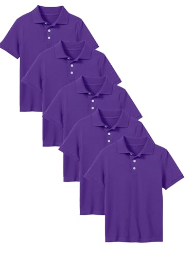 Image of Galaxy by Harvic Polo Shirt for Boys - 5 Pack School Uniform for Boys, Tagless Cotton Blend - Soft Comfortable Everyday Wear