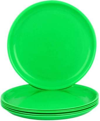 Lyallpur Stores Green Quarter Plates,Microsafe Set of 6 Plastic Safe