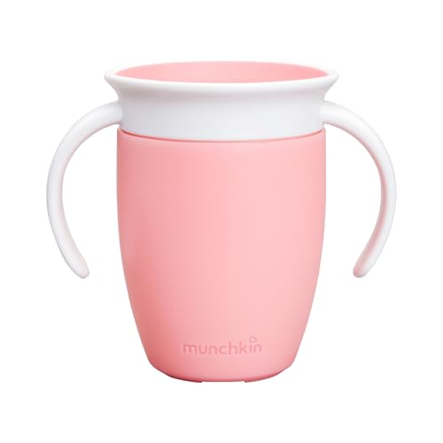 Munchkin Miracle 360 Tasse à Bec | Entraîneur Bébé & Tout-Petits | Sans BPA | Sans Déversement | Étanche | Sevrage 6+ Mois | 7oz/207ml | Rose