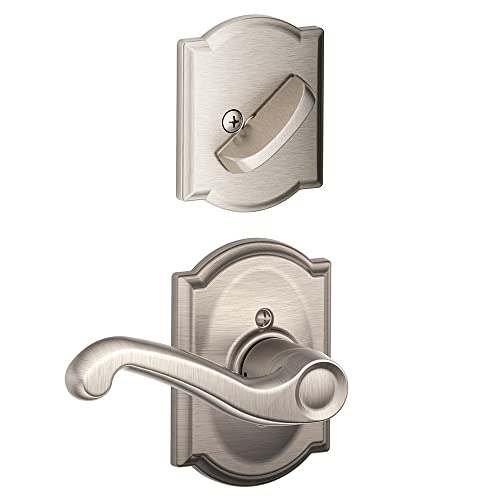 Promo 40% OFF Schlage Lock Company F94-FLA-CAM-RH Flair Lever Right Handed Dummy Interior Pack with Deadbolt, Satin Nickel