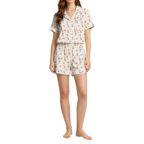 Pyjama court pour femme : ensemble deux pièces léger avec short à jambes larges