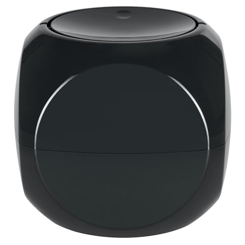 Spirella Poubelle cosmétique Récipient à déchets Salle de Bains Boîte à ordures à Couvercle pivotant 1 Litre Poubelle à Table Noir