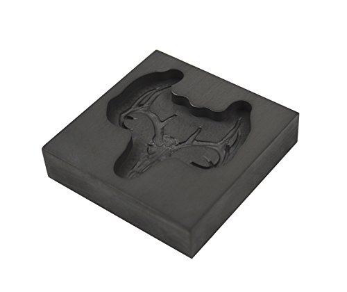 Small - Deer Skull 3D Graphite Ingot Mold for Precious Metal Casting Gold Silver Copper Melting - Thumbnail 2