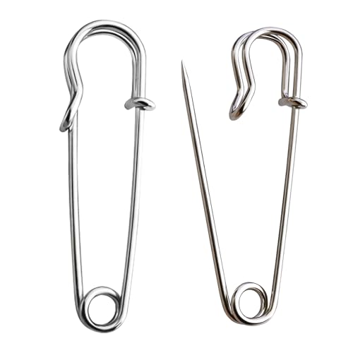 Trimming Shop Large Safety Pins 50mm Large Safety Pin Stainless Steel Clothes Pins Strong Heavy Duty Secure Pin for Clothes Jewelry Laundry Bag Blankets Quilts Curtains Crafts DIY Sewing Costume 1pc