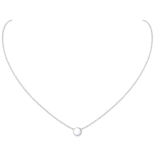 ChicSilver Personalized 925 Sterling Silver Dainty Small Heart/Star/Moon/Dot/Triangle Pendant Necklace for Women, Silver/Gold/Rose Gold/Black (with Gift Box)