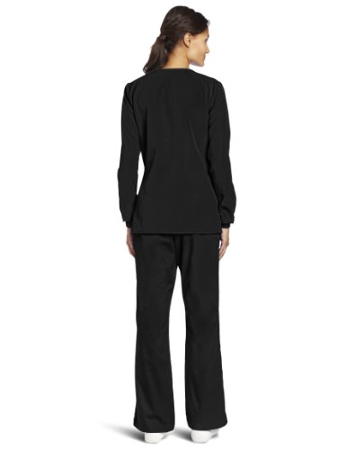Wonderwink Women's Four Way Stretch Sporty Snap Jacket, Black, Large #TOP1